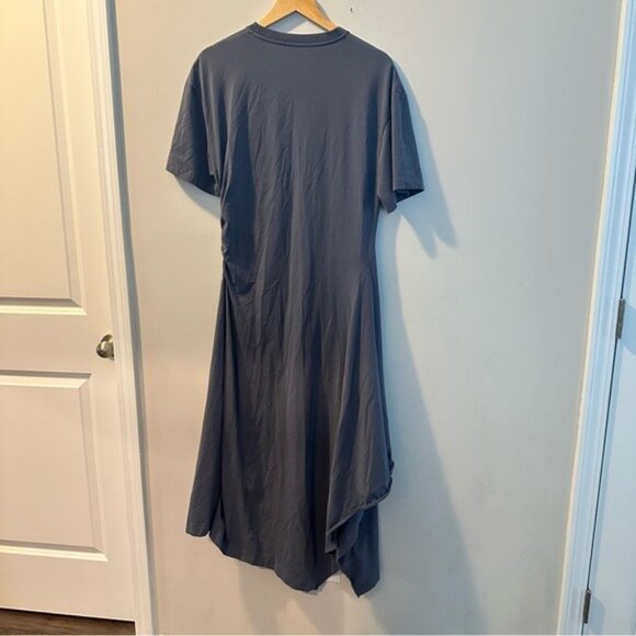 COS Slate Blue Asymmetric Hem T-Shirt Dress Cotton Blend Size Medium - Picture 7 of 16